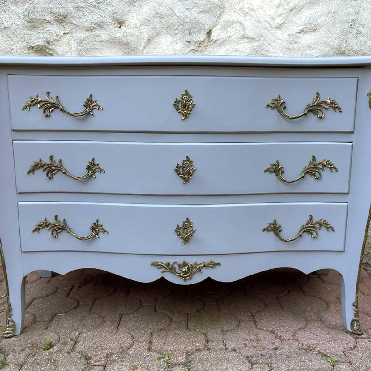 Jolie Commode Ancienne de Style Louis XV Grise ALBEN168