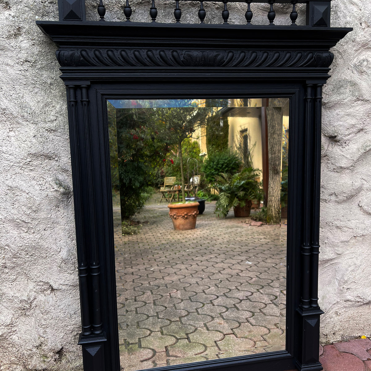 Joli Miroir Trumeau Ancien de Style Henri II Noir - ALBEN168