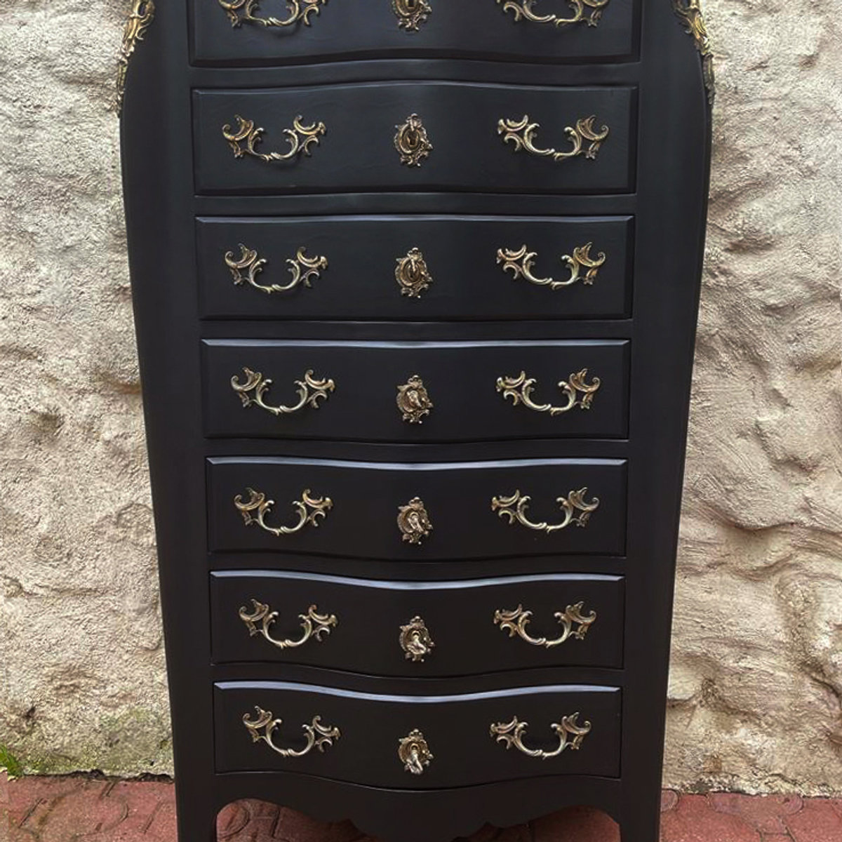 Semainier Galbé de Style Louis XV Noir - ALBEN168