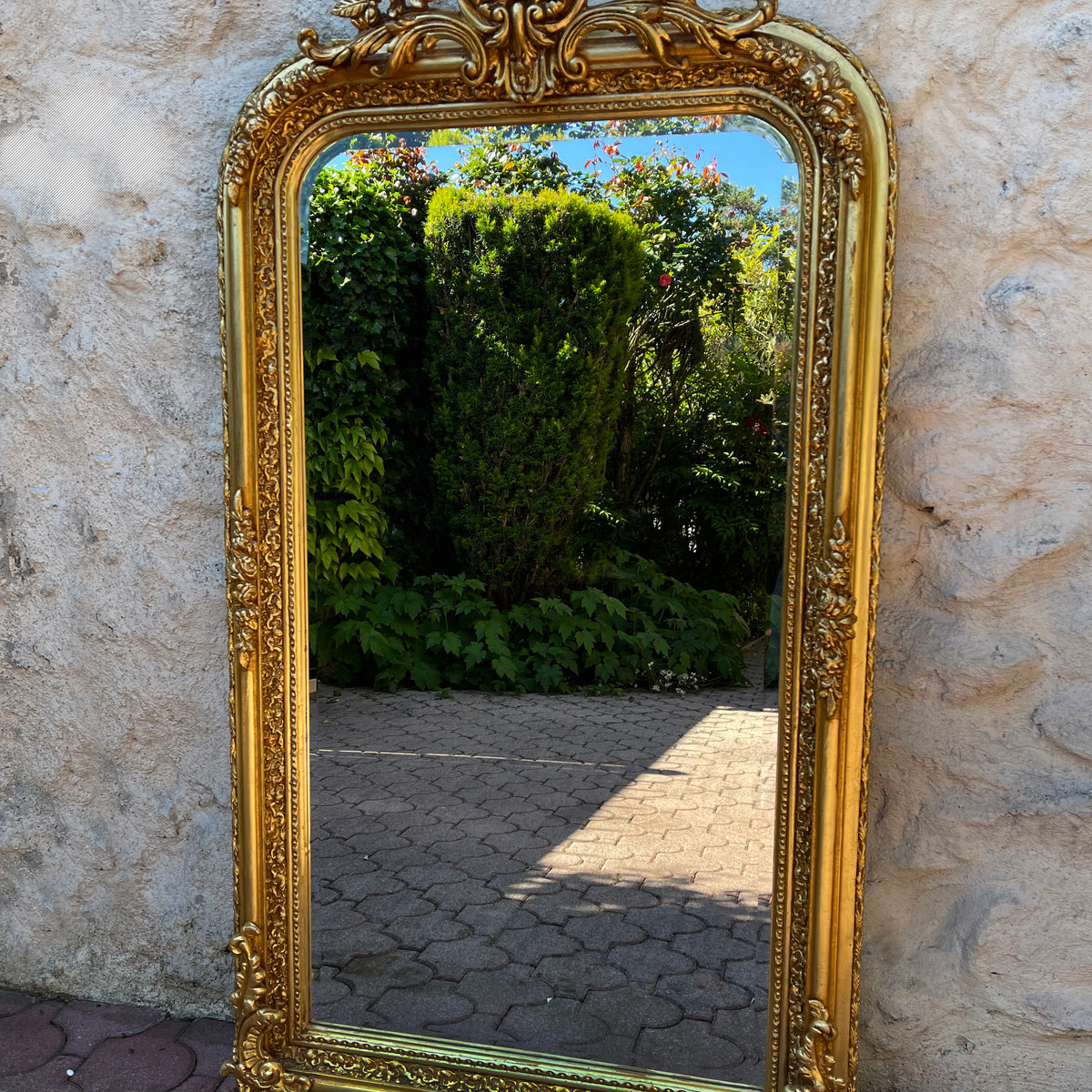 Superbe Miroir Trumeau Biseauté de Style Louis XV Doré - ALBEN168
